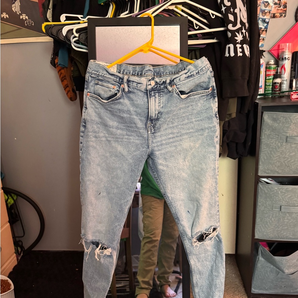 H&M Light Blue Ripped Boyfriend Jeans